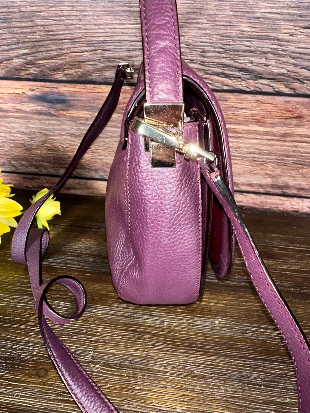 Kate Spade Oliver Street Lilly crossbody bag in Plum Pebbled Leather